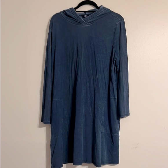 J. Jill Dresses & Skirts - J. Jill Pure Jill Indigo Chambray Hoodie Dress Tunic Top Lagenlook Artsy